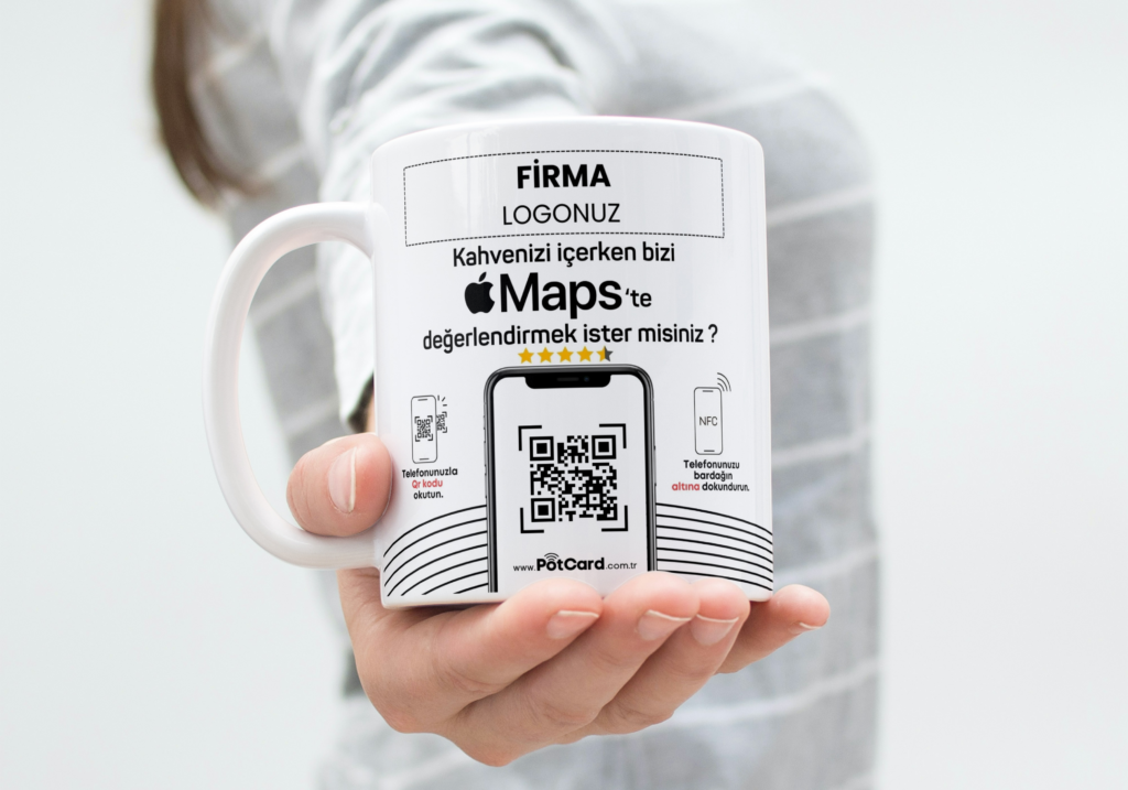 NFC ve QR Kodlu Apple Maps Yorum ve Değerlendirme Kupası Satın Al