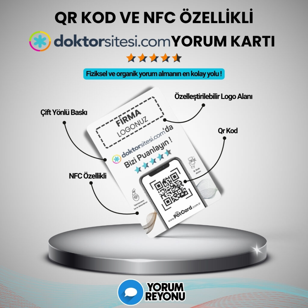 NFC ve QR Kodlu Doktor Sitesi Yorum ve Değerlendirme Kartı Satın Al