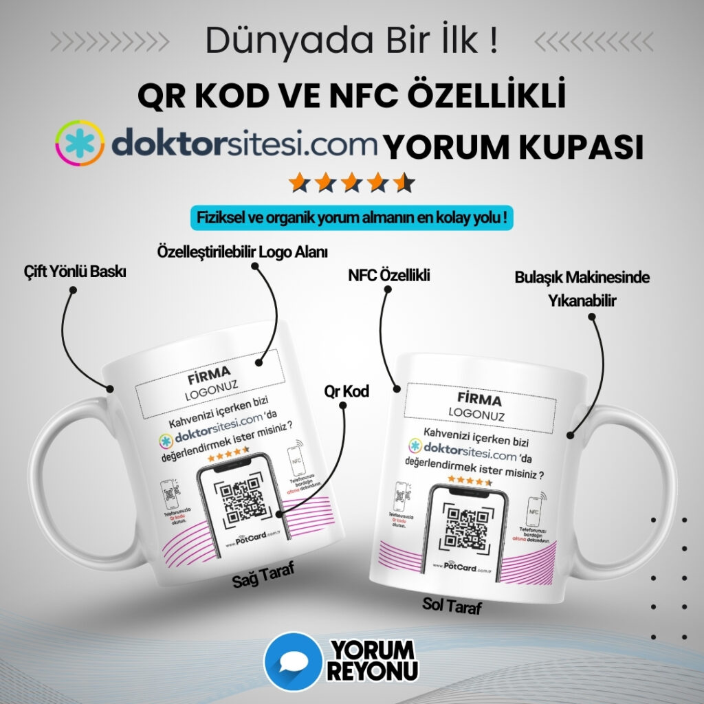 NFC ve QR Kodlu Doktor Sitesi Yorum ve Değerlendirme Kupası Satın Al