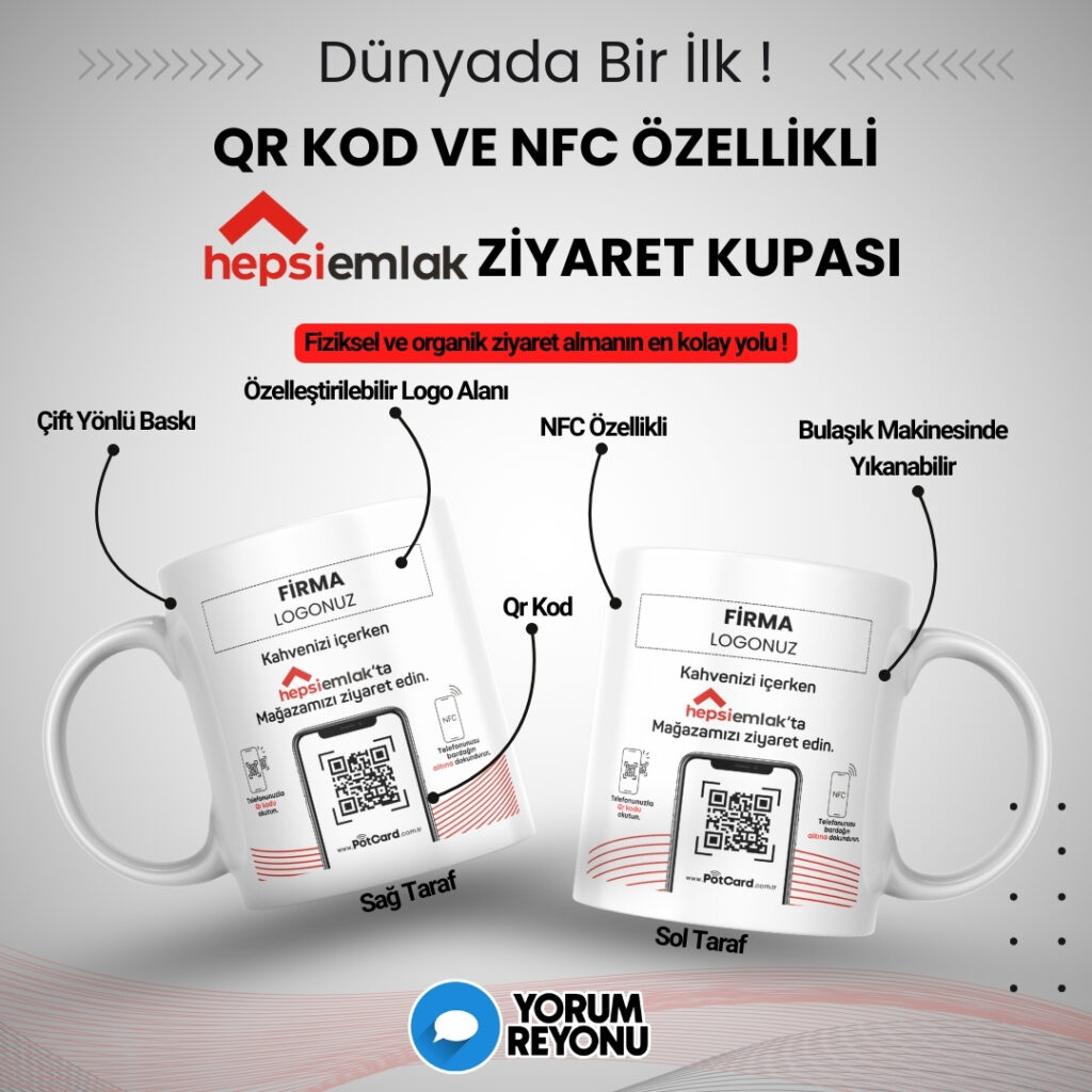 NFC ve QR Kodlu Hepsi Emlak Mağaza Ziyaret Kupası Satın Al