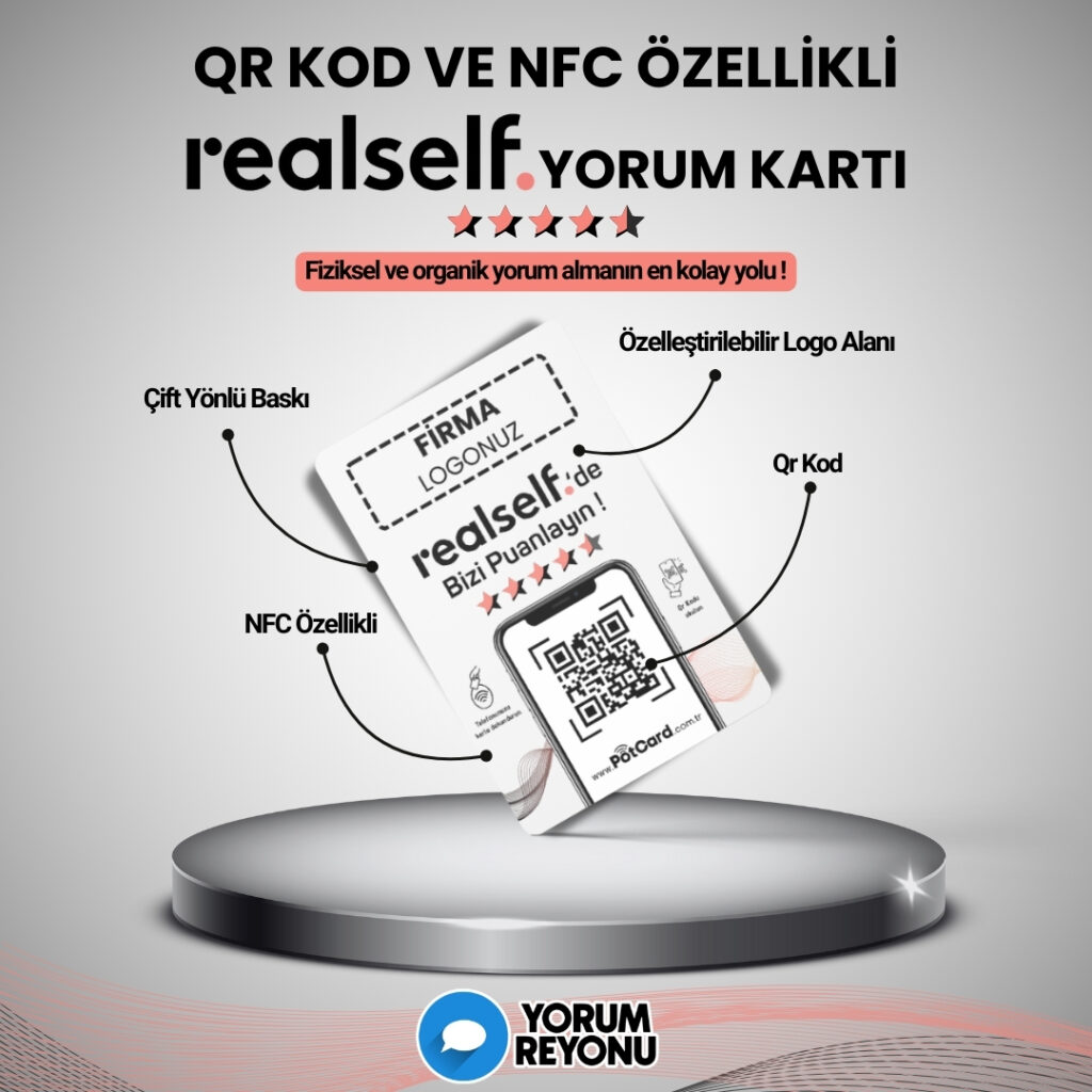 NFC ve QR Kodlu RealSelf Yorum ve Değerlendirme Kartı Satın Al