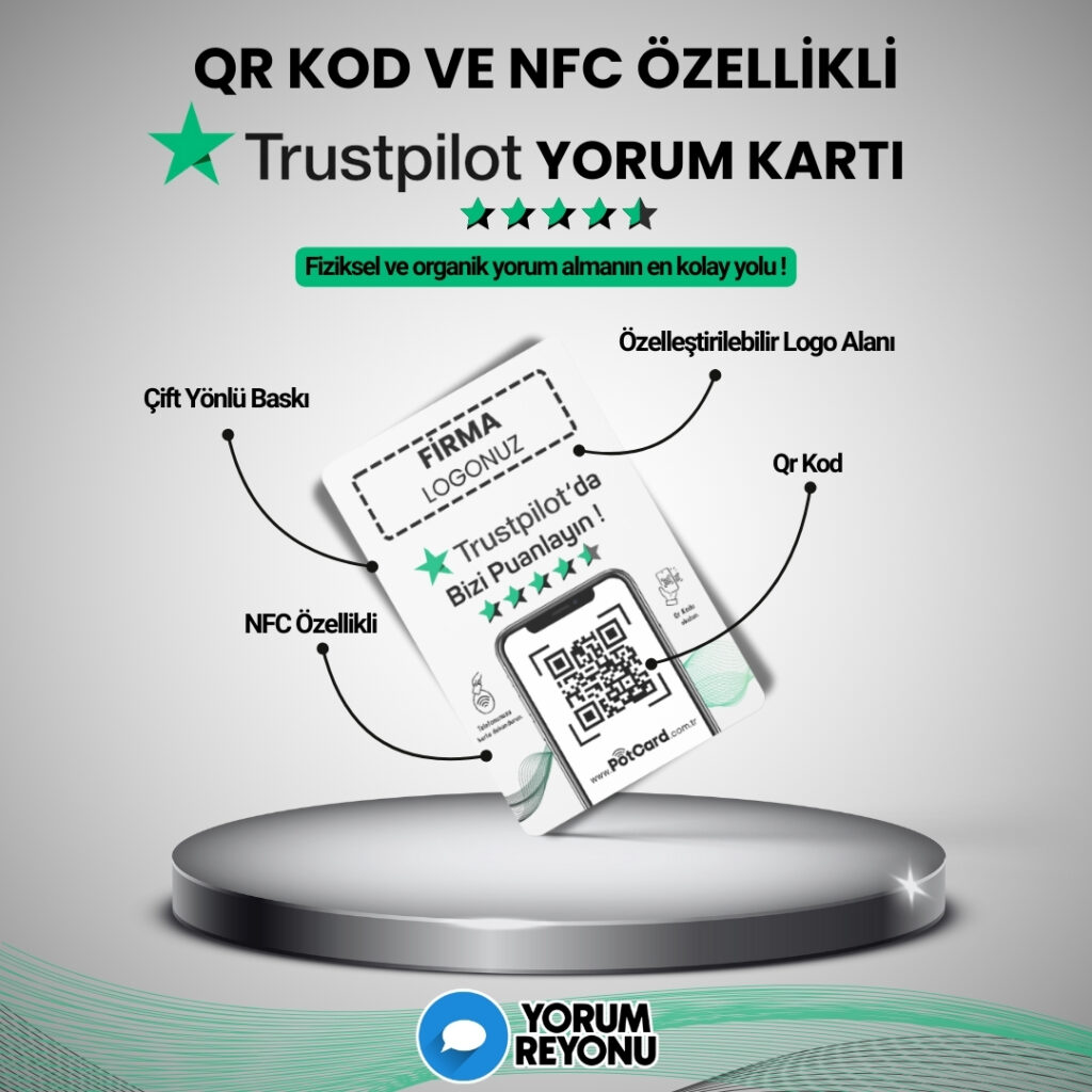 NFC ve QR Kodlu Trustpilot Yorum ve Değerlendirme Kartı Satın Al