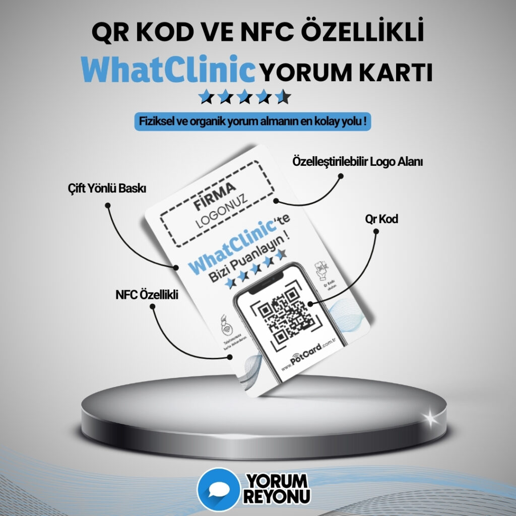 NFC ve QR Kodlu WhatClinic Yorum ve Değerlendirme Kartı Satın Al