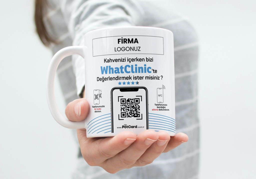 NFC ve QR Kodlu WhatClinic Yorum ve Değerlendirme Kupası Satın Al